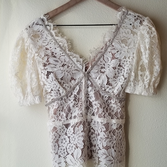 Self-Portrait Fine Corded Lace Top - Picture 3 of 5